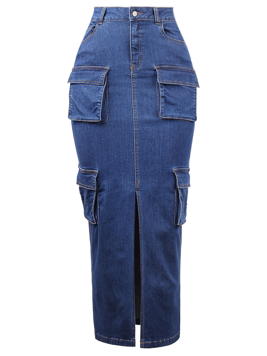 Long Denim Cargo Skirts – A2Y
