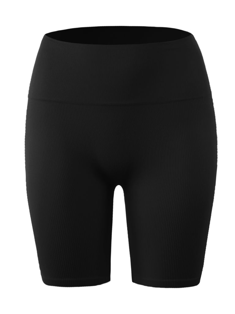 YAWSHM0018 Spandex nylon short athletic spa working out workout yoga bicycle cycling high waist bandeaux rib ribbed seamless pipe well fitted well-fitted everyday gym gold good shot useful activities anywhere any where all season all weather family