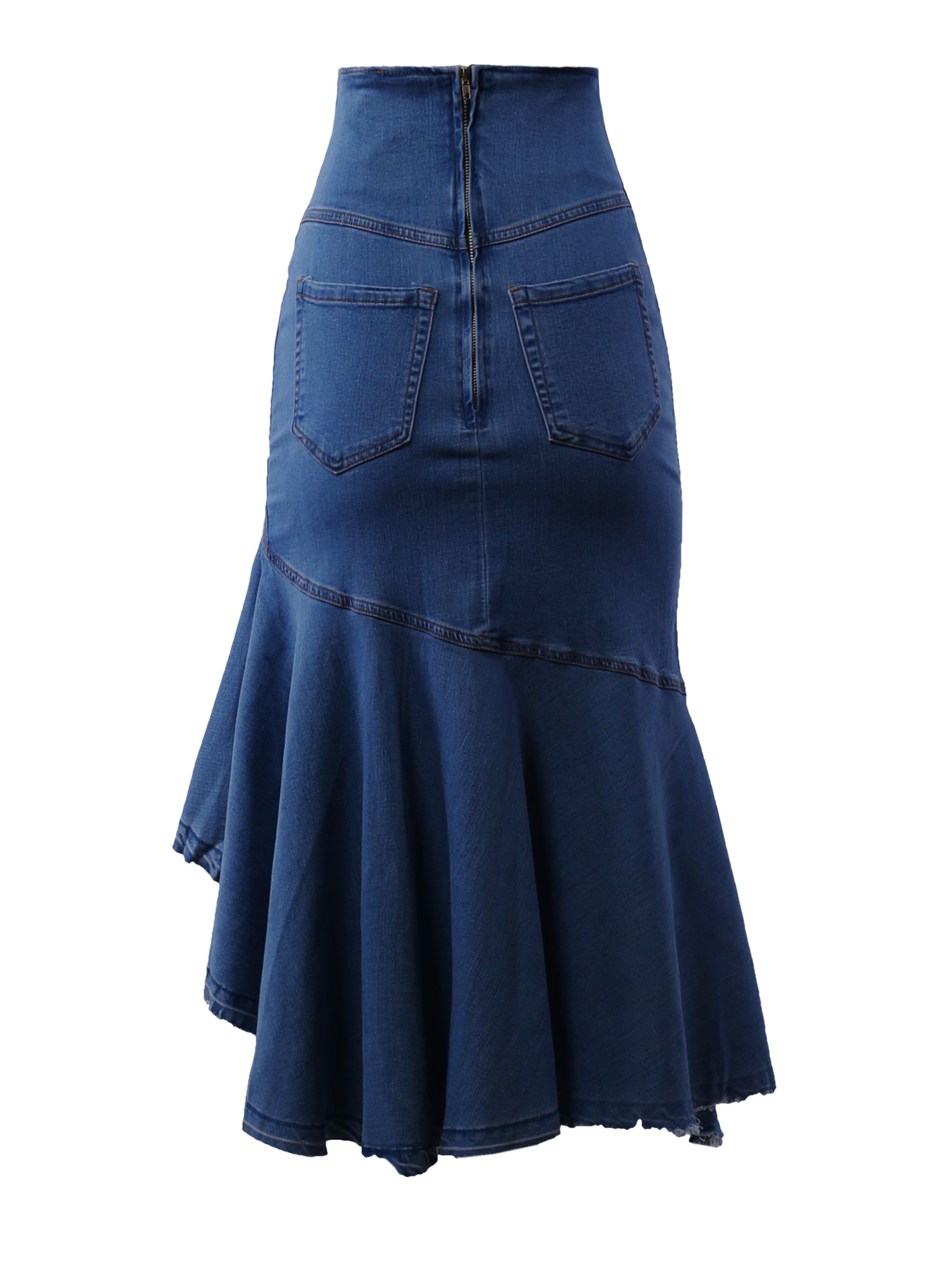 Casual Rayon High Waist Back Zipper Denim Jean Long Skirts – A2Y