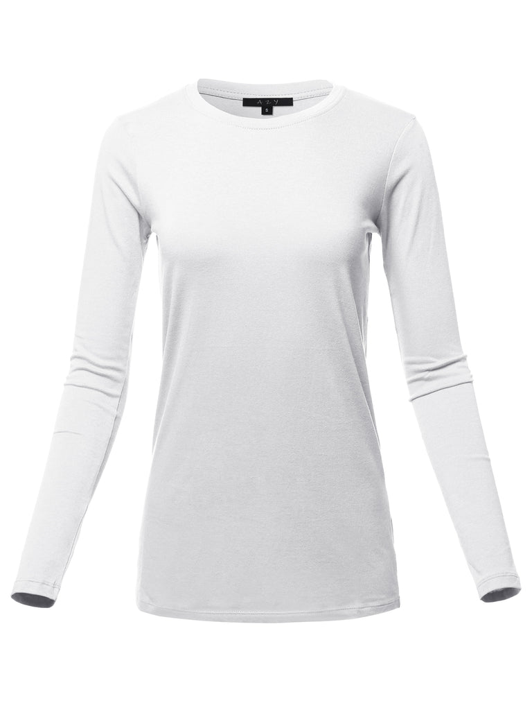 Basic Solid Long Sleeve Crew Neck Premium Cotton Various casual classic simple lady Regular fit t-shirts quality missy regularfit crewneck soft stretch YAWTEL0007
