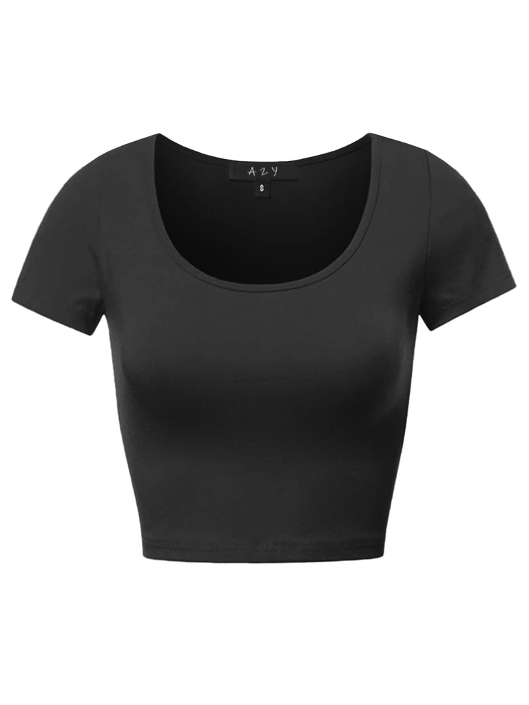 sladys ladies fitted slimfit cotton cute croptop basic crop top stretchy stretchable croptop easy cotton soo basic any material easy styling too basic essential junior kits cropped junior high school uniform apologize YAWTKS0012 Short slv sleeve