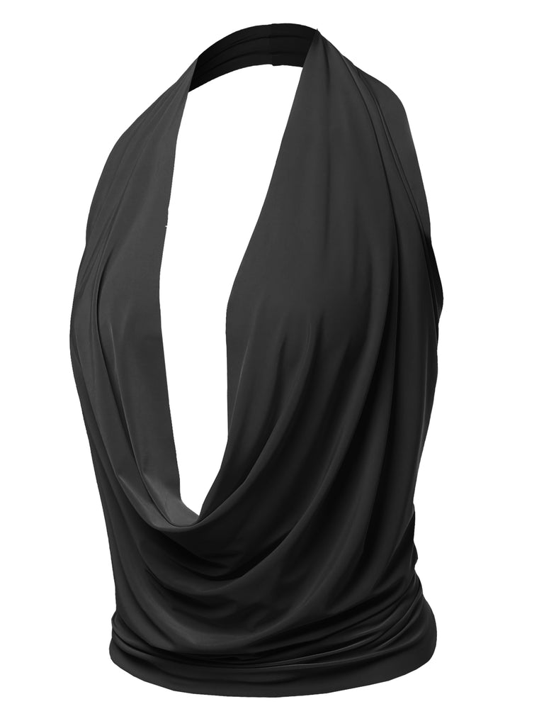 hot sexy halter top cowl neck tank nightout cocktail bar charming fascinating captivating enchanting bewitching all night top wonderful sexylook looks great nightclub summer date out dinner top seductive arousing provacative sensuous YAWTKV0004

