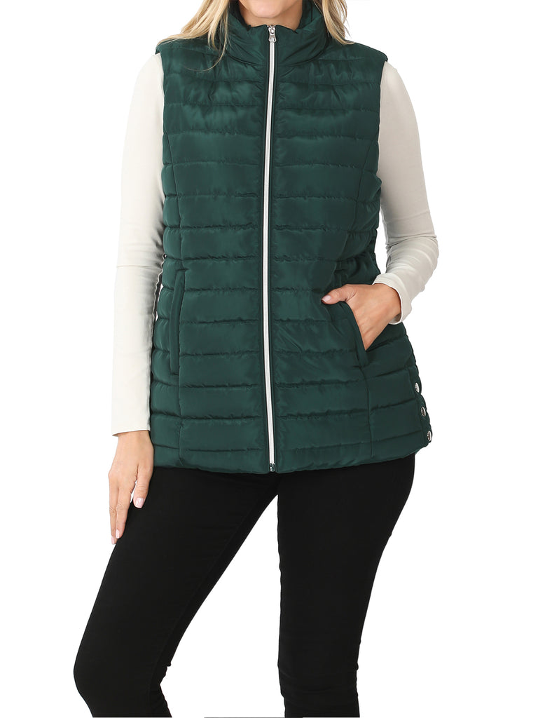 YAWVTV0003 vest quilted padding vest good side pockets high-low hi low polyester snap button side pockets relaxed loose big too black warm warmer camping hiking nice good wonderful vest all year winter ski jumping board snow mountain Sherpa 