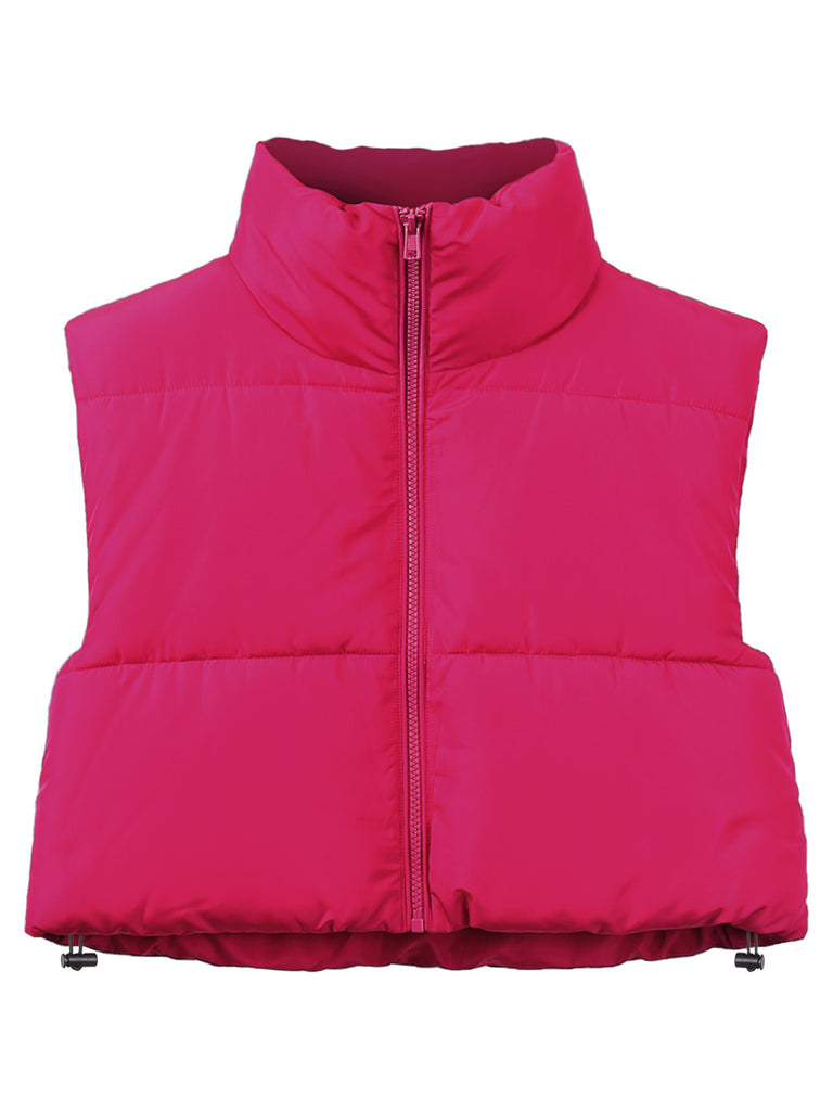 YAWVTV0008 Fashion fashionable fashionista fashionist puffer crop vest cropped padded zipper warm comfy warmer winter fall early spring basic essential vests variable vary style stylist lightweight adjustable drawstring gilet many occasion wonderful