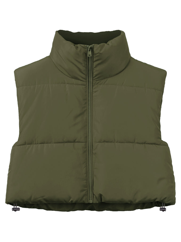 YAWVTV0008 Fashion fashionable fashionista fashionist puffer crop vest cropped padded zipper warm comfy warmer winter fall early spring basic essential vests variable vary style stylist lightweight adjustable drawstring gilet many occasion wonderful